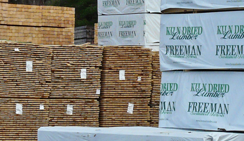 Stacked softwood lumber